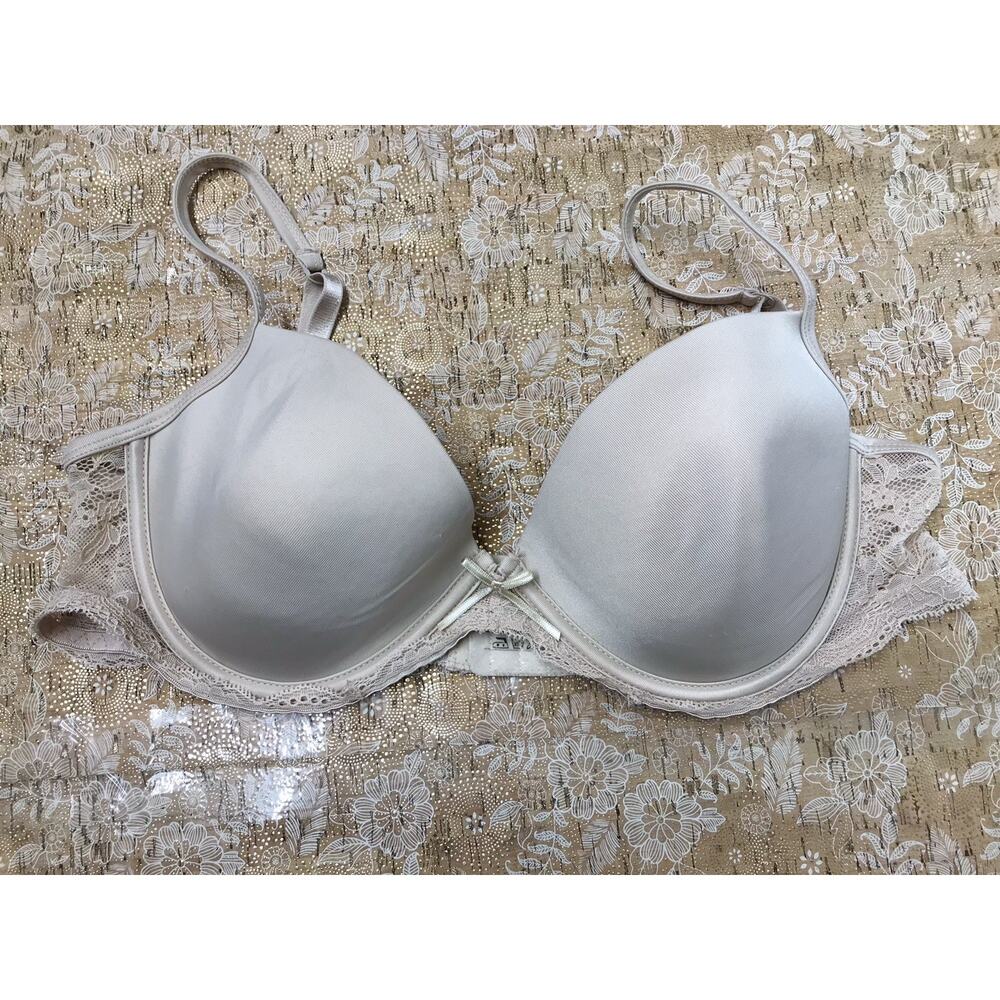 Women Merci Balconette Bra Women 40D Beige Back Closure Unlined Lace Underwired